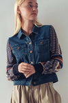 Knit Sleeves Denim Jacket