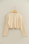 Waffle Long Sleeve Buttoned Crop Top