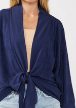 Tie-Front Embroidered Kimono Top