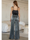 Metallic Pleated Relaxed Pants