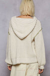 V-neck Solid Stitch Point Hoodie Chenille Sweater Top