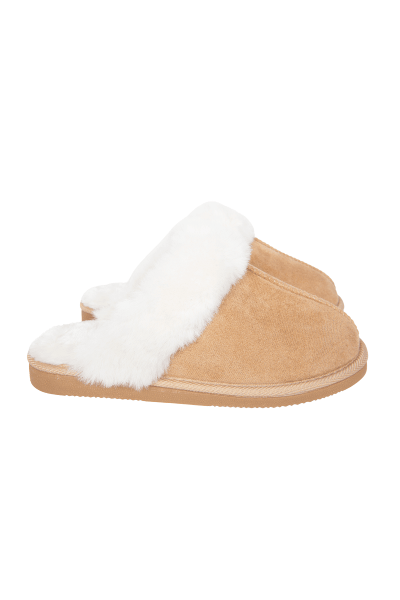 Sand Faux Fur Slip-On Slippers