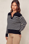 Soft and Fuzzy Striped Sweater - Noir/Cream