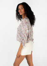 Floral Dolman Sleeve Button Down Blouse