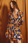 Floral Satin Mini Wrap Dress