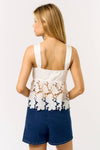 Satin Lace Top w/ Front Tie