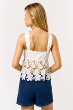 Satin Lace Top w/ Front Tie