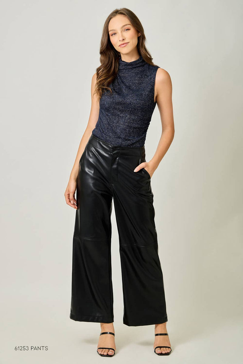 Sleeveless Shimmering Mock Neck Top