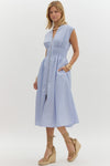 Sleeveless Midi Dress w/ Zipper - Baby Blue