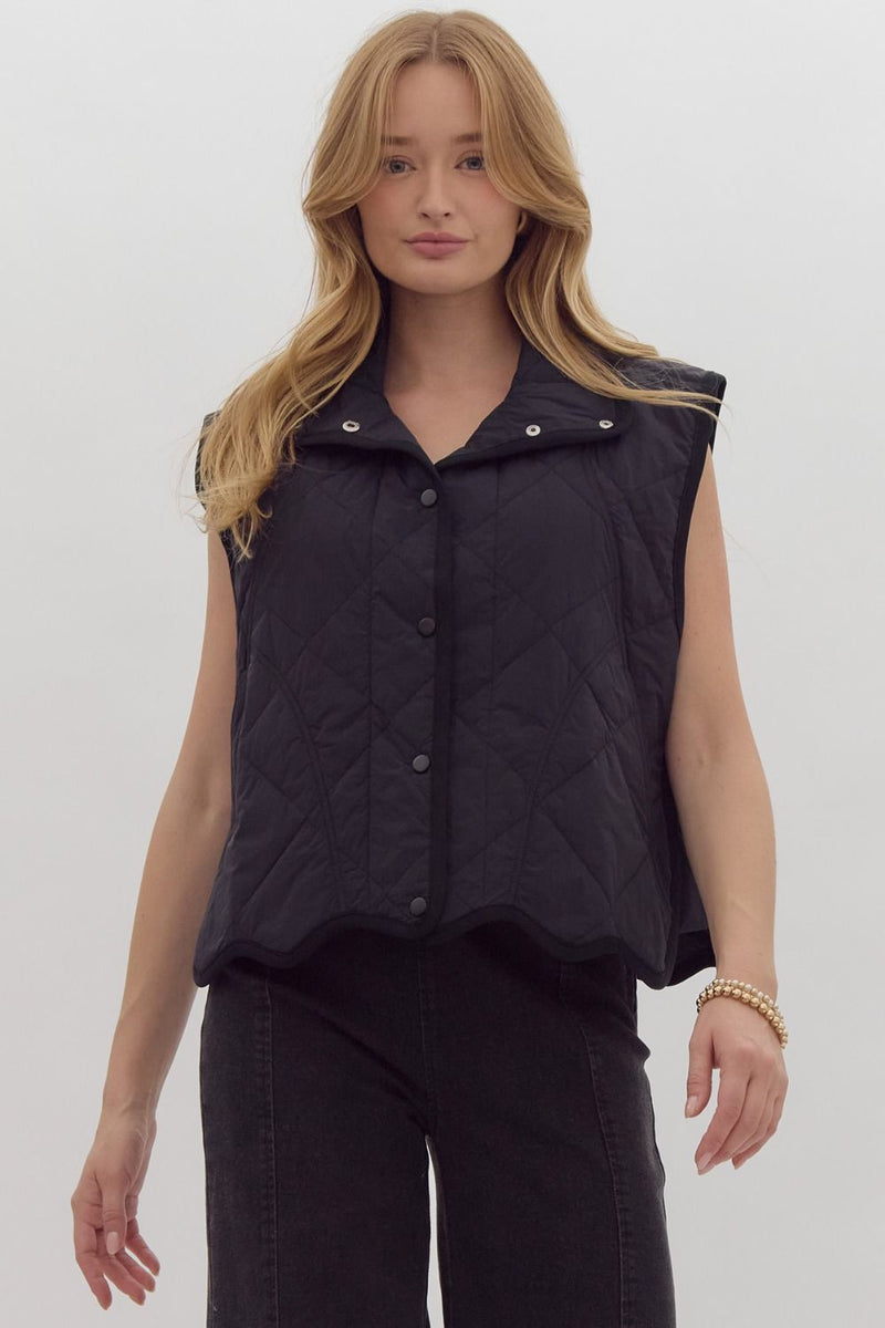 Quilted Snap Button Up Vest