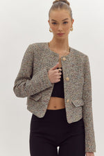 Tweed Open Front Jacket