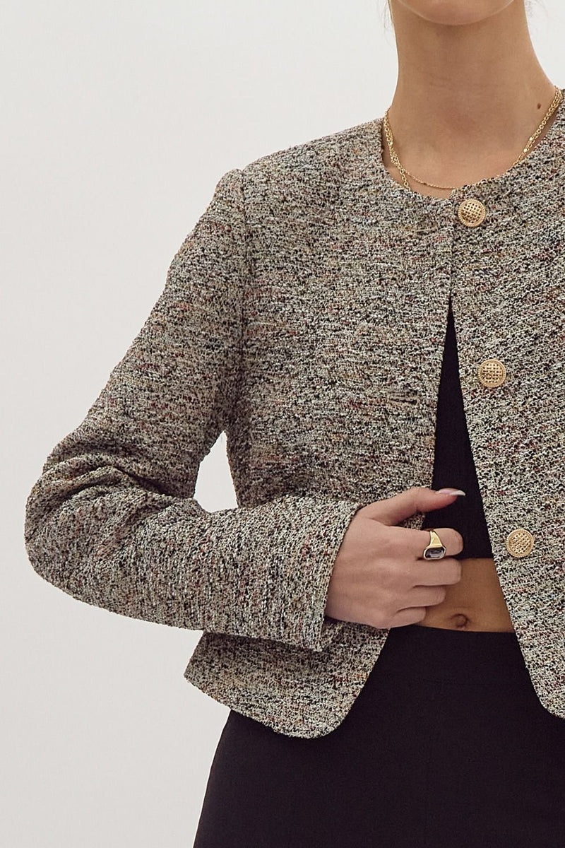 Tweed Open Front Jacket