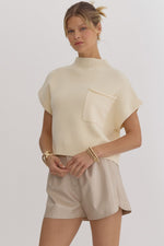 Mock Neck Cropped Top - Snow