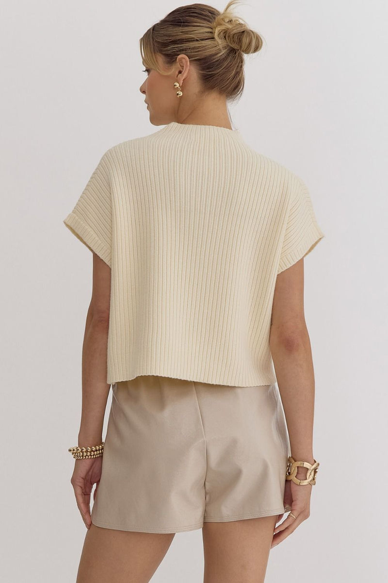 Mock Neck Cropped Top - Snow