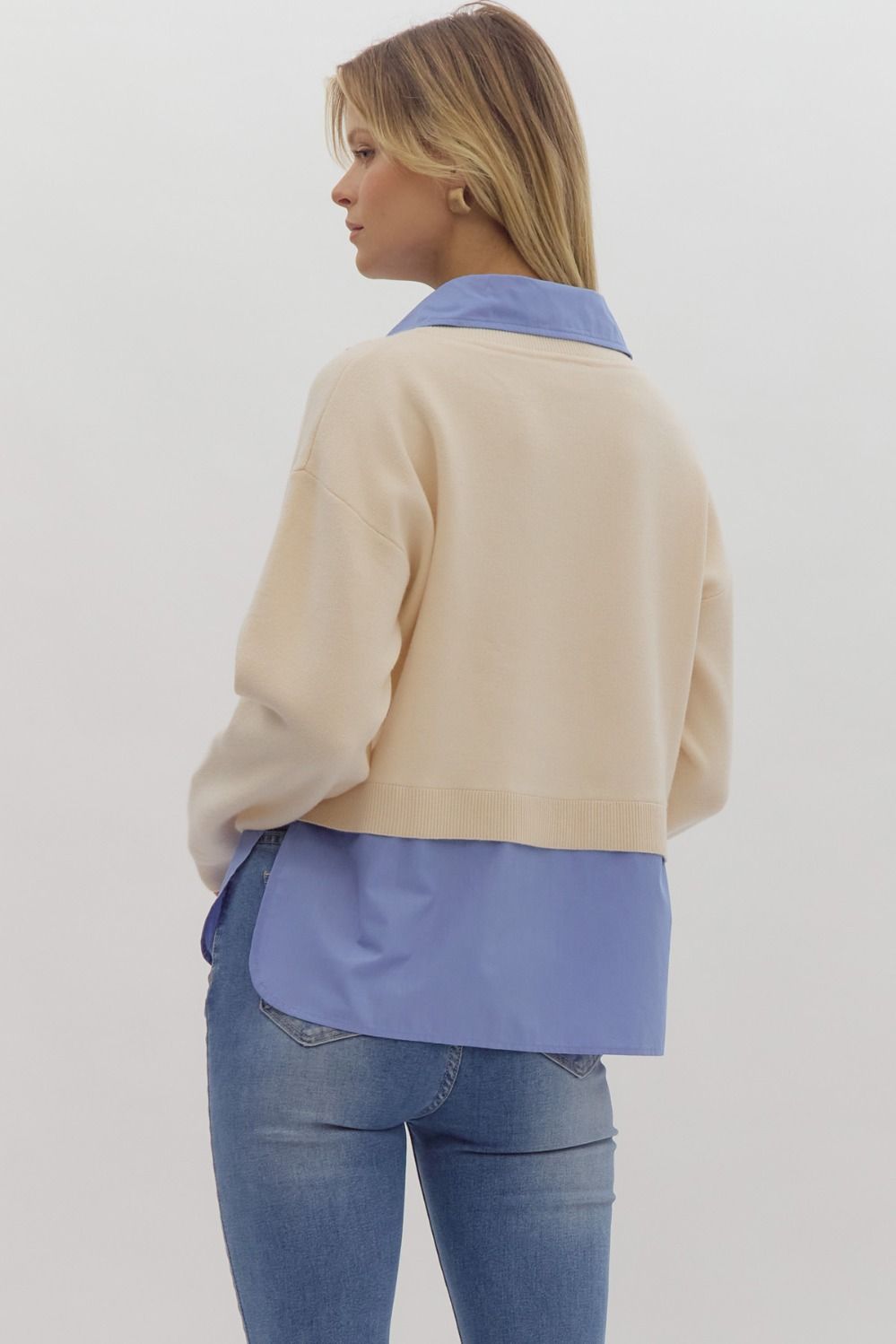 Twofer Long Sleeve Collared Top