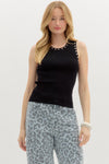 Stud Neckline Sweater Knit Tank