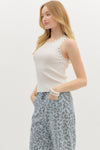 Stud Neckline Sweater Knit Tank