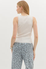 Stud Neckline Sweater Knit Tank