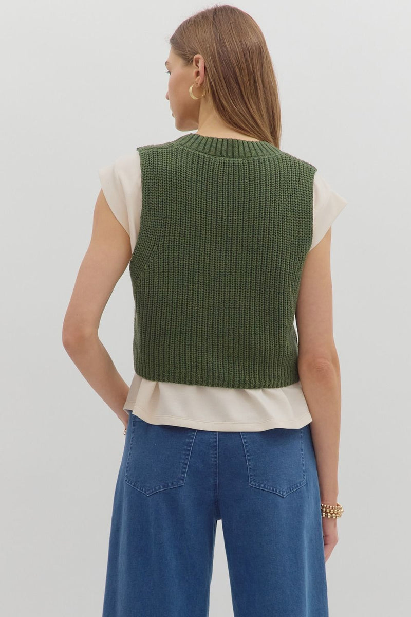 V-Neck Sweater Knit Top