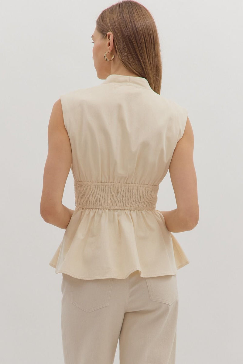 Sleeveless Denim Peplum Top