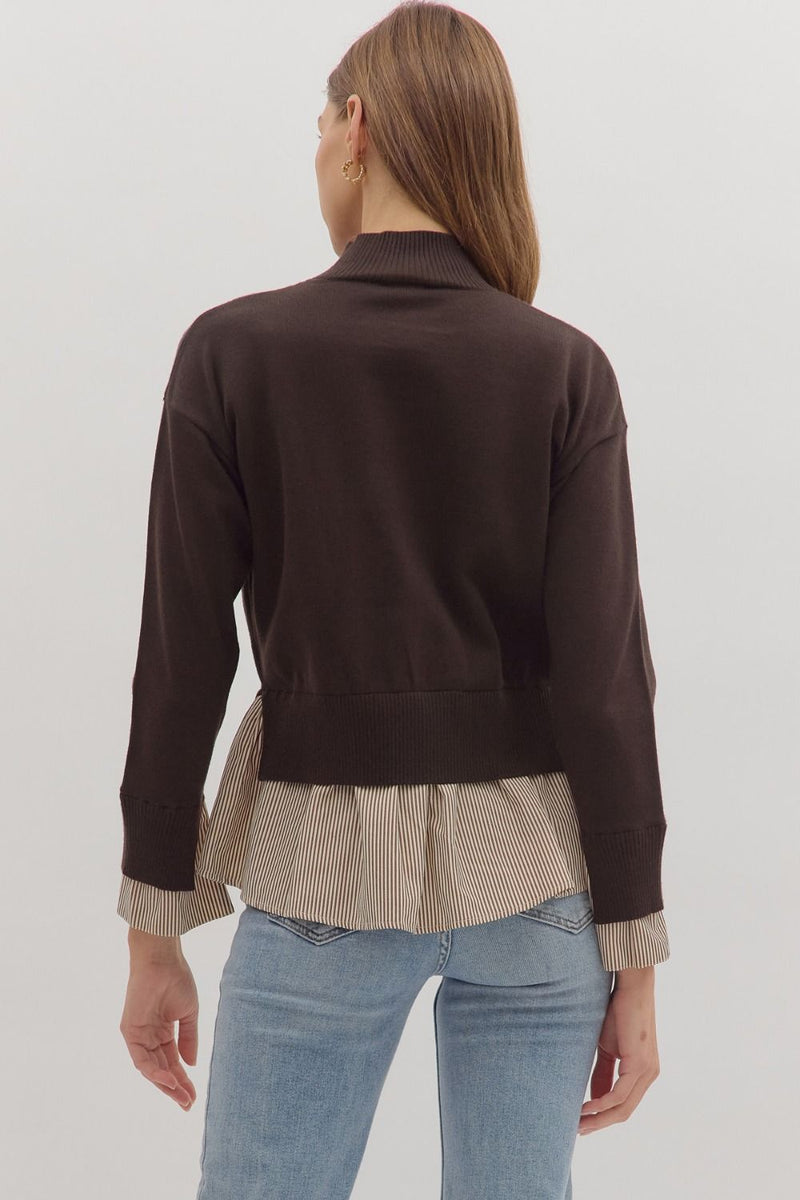 Solid Mock Neck Long Sleeve Top