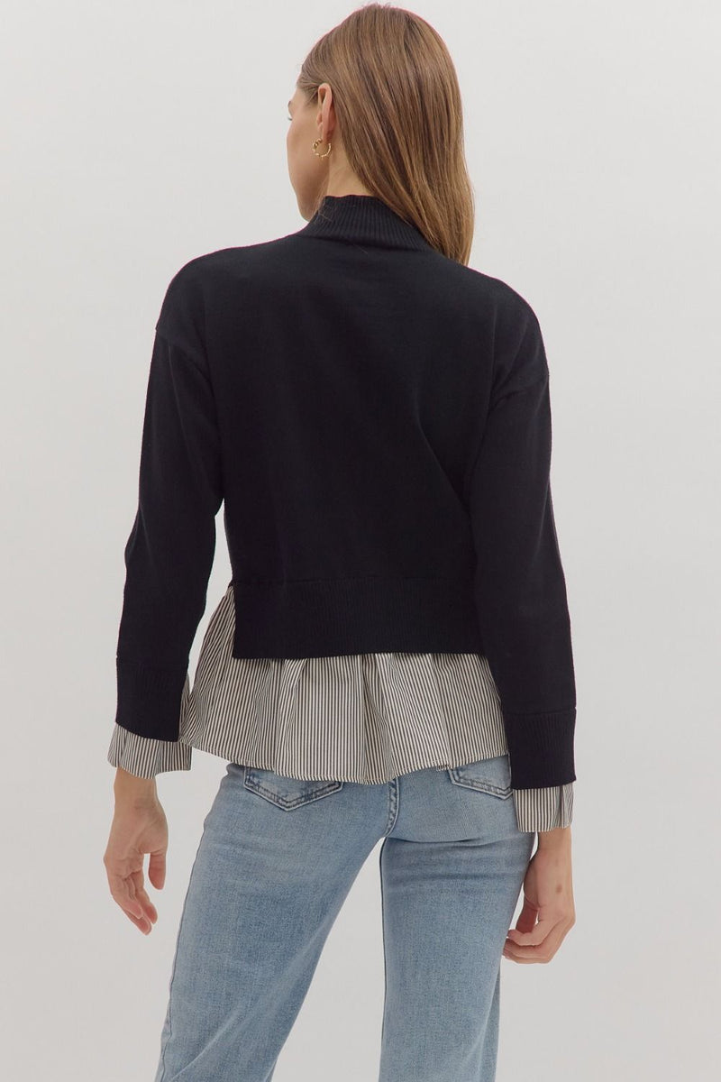 Solid Mock Neck Long Sleeve Top