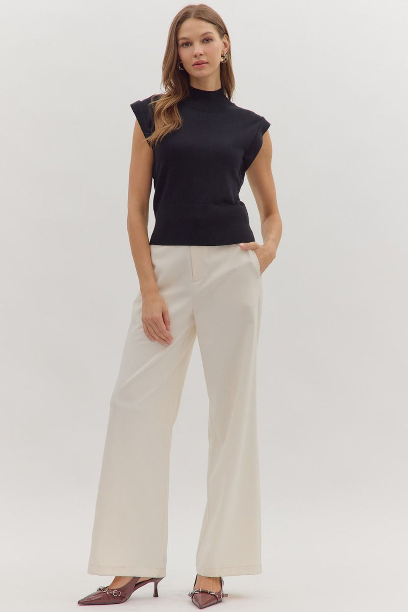 Sleeveless Knit Mock Neck Top