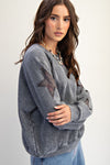 Star Patched Washed Terry Pullover