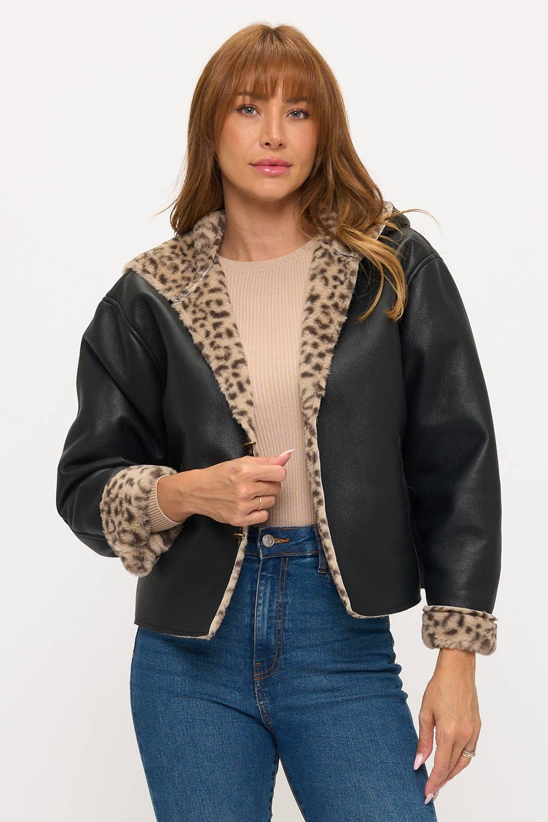 Luxe Leopard Reversible Toggle Jacket