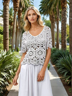 Casual Crochet Short Sleeve Top