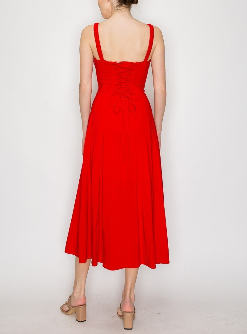 Corset Lace Up Sweetheart Midi Dress