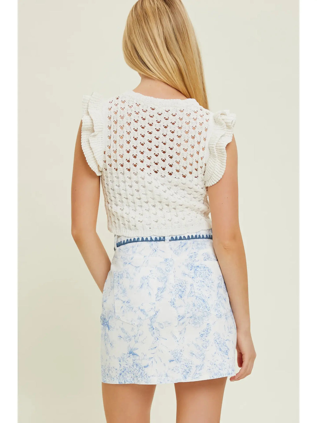 Crochet Ruffle Sleeve Top