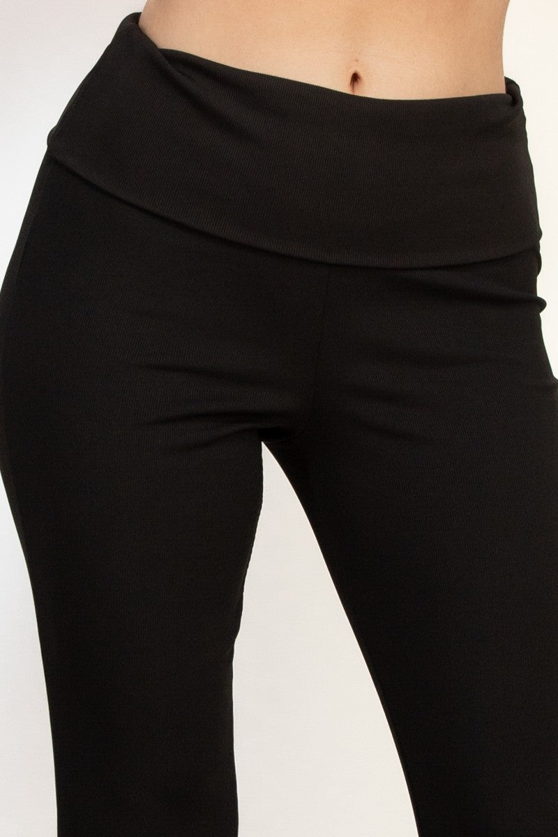 Elastic Ribbed Wide Leg Pant