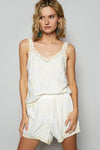 V-neck Sleeveless Embroidered Floral Top