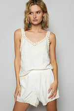 V-neck Sleeveless Embroidered Floral Top