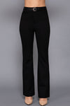 Semi Flare Ponte Pants with Leather Belt
