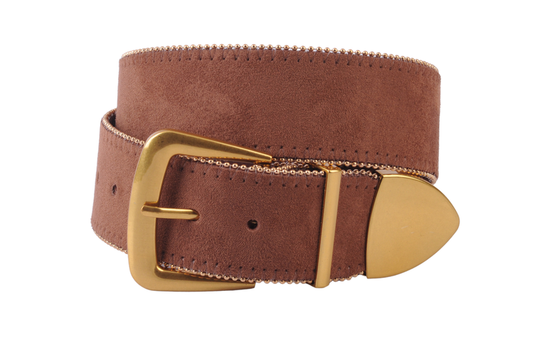 Zipper Lined Belt with Gold Hardware