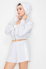 Hoodie Zip Up Pocketed Crop Jacket
