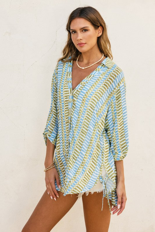 Morning Pages Tie Detail Tunic Shirt
