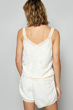 V-neck Sleeveless Embroidered Floral Top