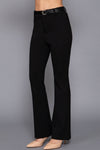 Semi Flare Ponte Pants with Leather Belt