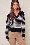 Soft and Fuzzy Striped Sweater - Noir/Cream