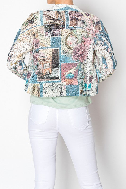 Origami Sequin & Lace Crop Jacket