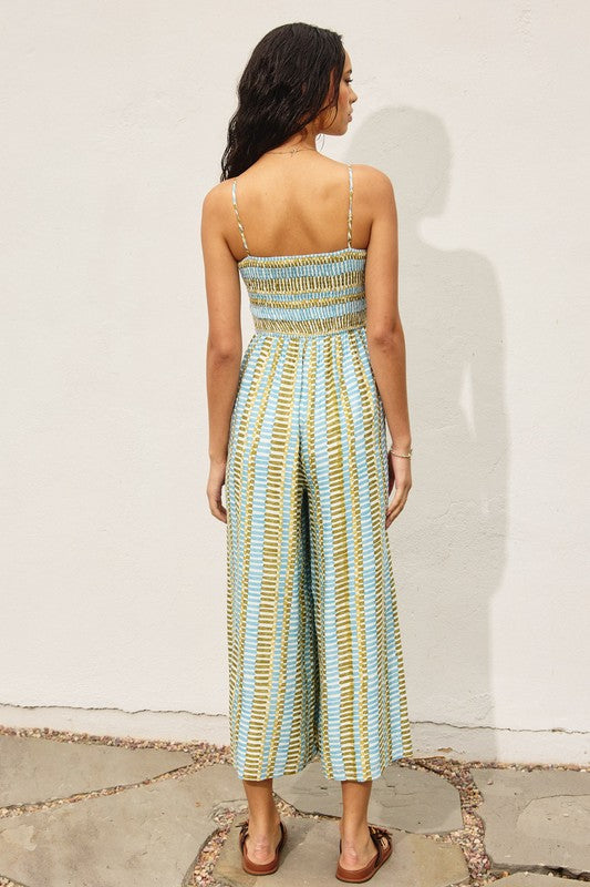 Morning Pages Smocked Sweetheart Jumpsuit