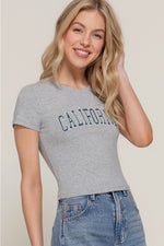 Short Sleeve Crew Neck Embroidered Top