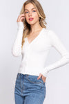 Long Sleeve V-neck Fitted Sweater Cardigan