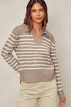 Soft and Fuzzy Striped Sweater - Toffee/Cream