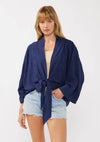 Tie-Front Embroidered Kimono Top