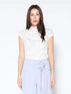 Floral Lace Front Mock Cap Sleeve Top