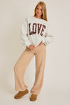 "Love" Contrast Long Sleeve Crew Neck Oversized Sweatshirt